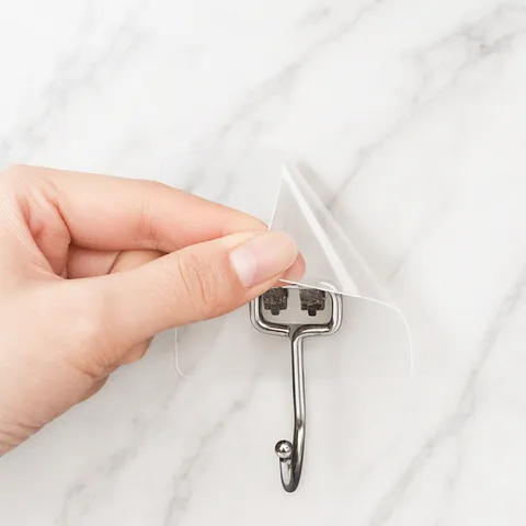Ganchos Adhesivos Fuertes Transparentes De Pared Ganchos De Servicio Pesado Sin Taladro Sin Marcas Para Baño Cocina Puerta Plástico Transparente Acero Inoxidable Ganchos De Utilidad