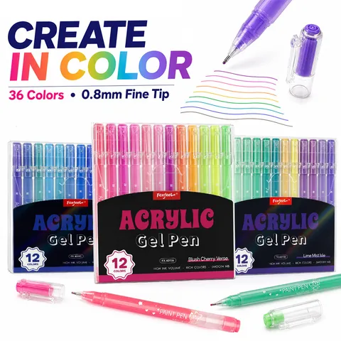 Foxfeel Kleurrijke Acryl Gel Pennen Set Waterdichte Fijne Punt Schrijfpennen Voor Dagelijks Gebruik Tekenen Schoolbenodigdheden
