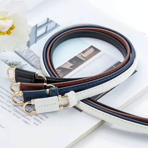 Ceinture Fine en Similicuir Casual Mode pour Femme Élégante Minimaliste Boucle à Ardillon Robe Pull Bande de Taille Décorative