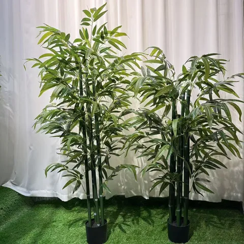 Artificial Bamboo Tree Plant Fake Greenery for Indoor Outdoor Home Garden Wedding Party Decor Silk Bamboo Leaves with Pot