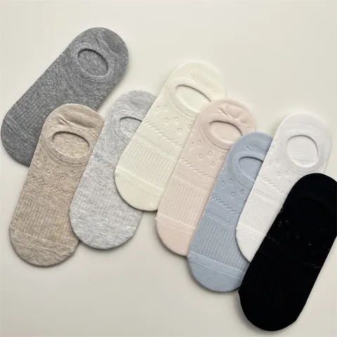 Calcetines Invisibles de Malla Transpirable de Corte Bajo para Mujer Color Sólido Antideslizantes Pinkies Casuales