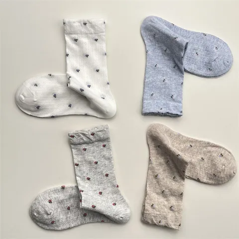 Calze a Metà Gamba in Rete Floreale Vintage da Donna Primavera Estate Cotone Traspirante Carino Stile Coreano Casual Quotidiano