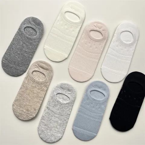 Calcetines Invisibles de Malla Transpirable de Corte Bajo para Mujer Color Sólido Antideslizantes Pinkies Casuales