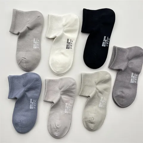 Calcetines Cortos Casuales de Color Sólido para Hombre Malla Transpirable Algodón Absorbente Sin Costuras Low-Cut Calcetines Deportivos