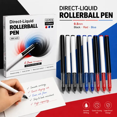 Bolígrafo de Gel Líquido Directo de 0.5mm Escritura Suave Tinta Bolígrafo Rollerball Para Estudiante Oficina Escuela Suministros
