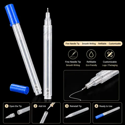 DIY Refillable Empty Marker Pen Barrel Transparent Plastic Paint Pen Body With Steel Mixing Bead Valve Tip
