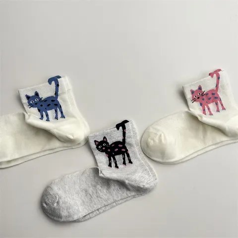 Women's Cute Cat Mesh Cotton Socks Breathable Short Tube Ankle Socks Spring Summer Cartoon Animal Casual Hosiery