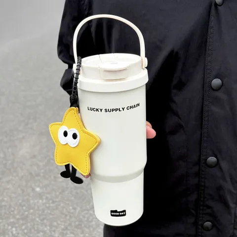 Bicchiere Termico In Acciaio Inossidabile Di Grande Capacità Con Manico E Cannuccia Tazza Portatile Per Viaggio E Auto