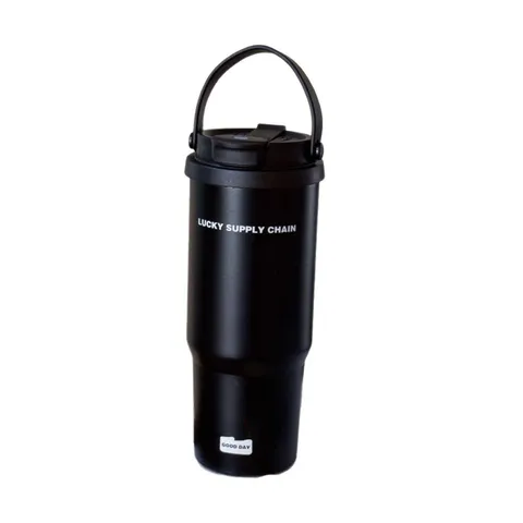 Bicchiere Isolato in Acciaio Inossidabile Con Coperchio e Cannuccia Tazza da Caffè da Viaggio Sottovuoto Portatile di Grande Capacità Con Manico