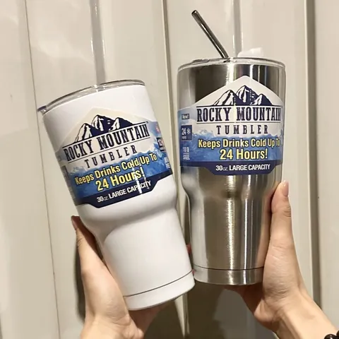 Large Capacity Stainless Steel Vacuum Insulated Tumbler Double Wall Travel Car Water Bottle With Lid And Straw