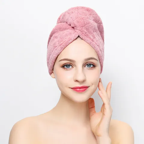Microfiber Dry Hair Cap Thickened Quick Drying Absorbent Bath Towel Elastic Button Hair Drying Wrap Women Bath Hair Cap