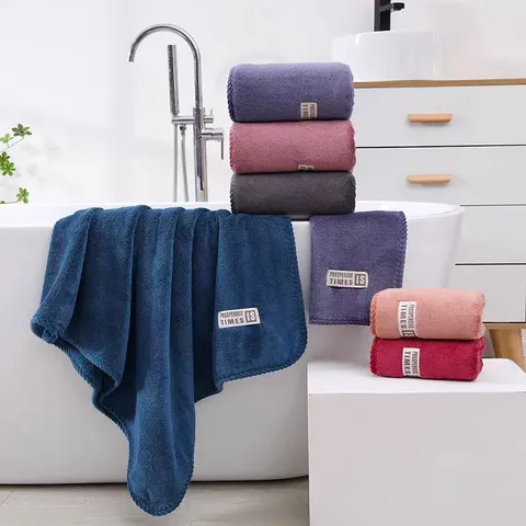 Verdickt Korallenfleece Badetuch Und Gesichtstuch Set Hohe Dichte Super Saugfähig Weich Heim Badezimmer Handtücher Gleiche Farbkante