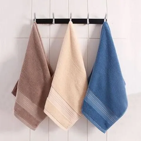 Pure Cotton Solid Color Thickened Absorbent Dobby Weave Soft Face Towel Hotel Home Daily Bath Washing Towel