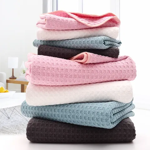 Waffle Weave Bath Towel Adult Absorbent Quick Drying Soft Skin-Friendly Face Towel Home Hotel Bathroom Towel