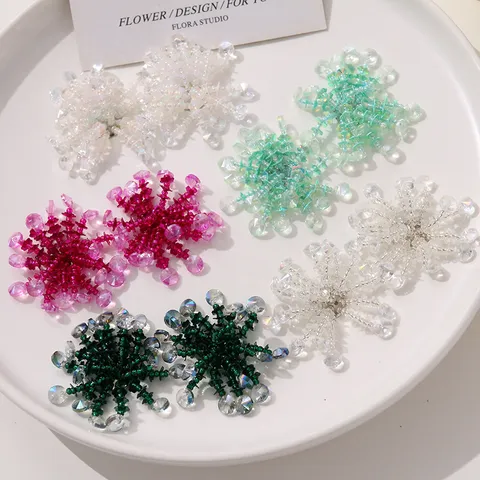 Accesorio de Joyería DIY Borla Lentejuela Flor Cuentas de Vidrio Hecho a Mano Para Pendientes Broche Hebilla de Zapato
