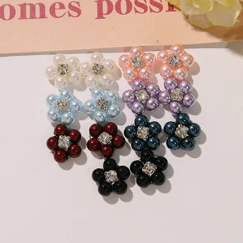 Retro Vidrio Perla Artificial Strass Cinco Pétalos Flor DIY Charms Para Arte de Uñas Pendiente Accesorios de Cabello Joyería