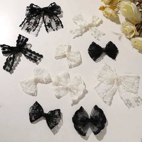 Black White Lace Bow DIY Accessories Ballet Style Cute Hair Bows Craft Supples For Shoes Clothes Decoration