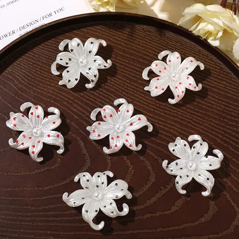 Iris Bloem DIY Accessoires Kunstparel Hars Charms Rood Hart Zwarte Ster Telefoonhoesje Schoen Decoratie