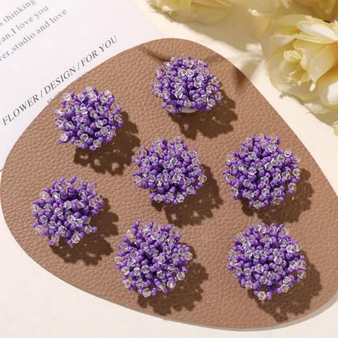 Taro Purple Glass Rice Beads Flower Cluster DIY Jewelry Accessory For Earrings Hair Clips Shoe Flower Decorations Hand-woven Sweet Style