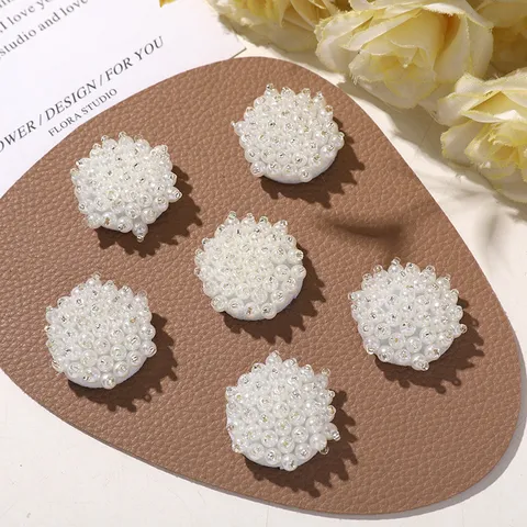 Toppa in Tessuto di Perline di Fiori di Perla Artificiale Francese Applicazione di Perline di Vetro DIY per Accessori per Capelli Indumento