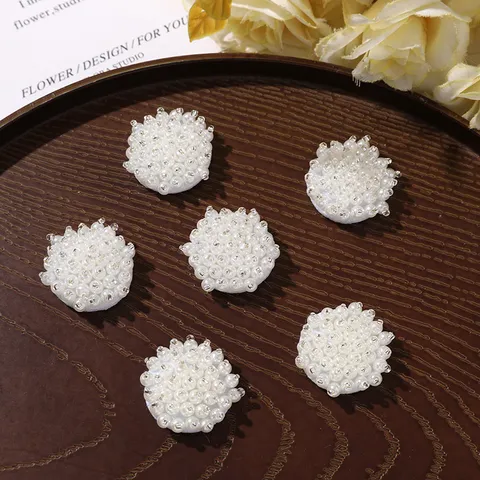 Toppa in Tessuto di Perline di Fiori di Perla Artificiale Francese Applicazione di Perline di Vetro DIY per Accessori per Capelli Indumento