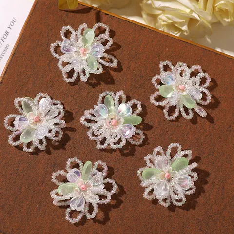 Handmade Beaded Colored Glaze Flower DIY Accessory For Earrings Hair Clips Brooches Shoe Charms Jewelry Making Findings