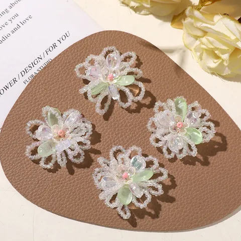Handmade Beaded Colored Glaze Flower DIY Accessory For Earrings Hair Clips Brooches Shoe Charms Jewelry Making Findings