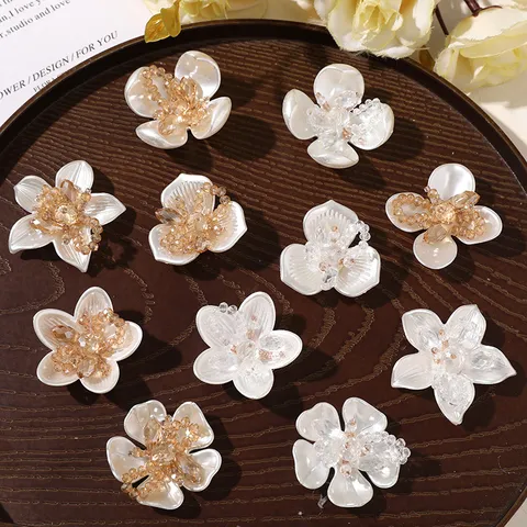 Pearlescent Glass Flower Patches Crystal Core Embellishments For DIY Earring Hair Accessory Shoe Clothing Decor Accessories