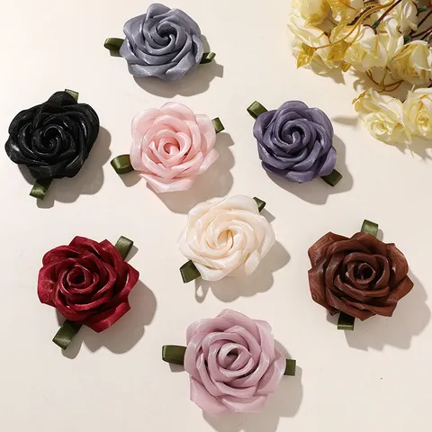 Sweet Mesh Ribbon Rose Flower DIY Hair Accessories Patch Materials For Jewelry Making Clothing Hat Corsage Craft Decoration Floral Trims