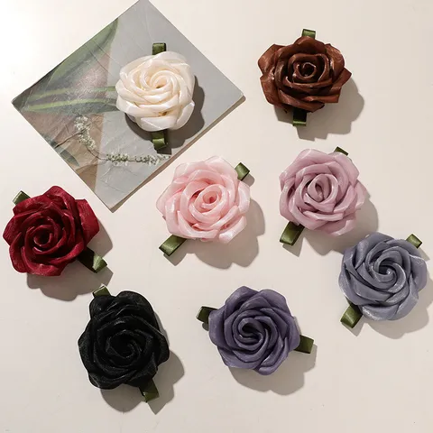 Sweet Mesh Ribbon Rose Flower DIY Hair Accessories Patch Materials For Jewelry Making Clothing Hat Corsage Craft Decoration Floral Trims