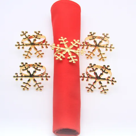 Alliage Flocon De Neige Rond De Serviette Creux Noel Boucle De Serviette Decoration Table Hotel Support De Serviette