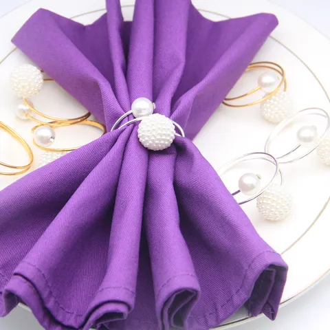 Rond de Serviette Boule de Myrica en Métal Porte-Serviette Perle Électroplaqué Pour Décoration de Table