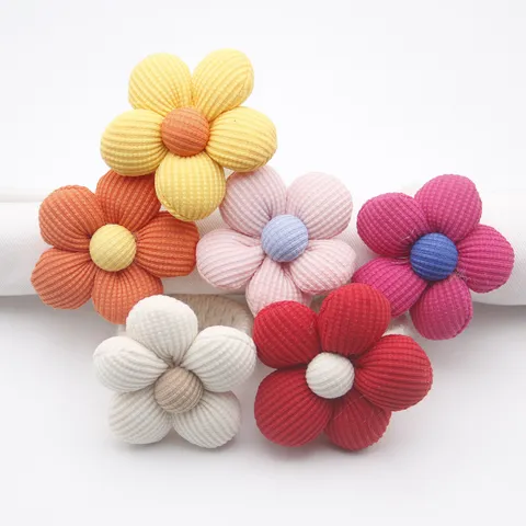 Ronds de Serviette en Tissu Fait Main Rembourré de Coton Fleur à Cinq Pétales Supports de Serviette Minimalistes Pour Table de Restaurant de Mariage