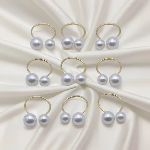 Bague Ouverte en Acier Inoxydable Élégante Coréenne pour Femmes Perle Artificielle Forme en U Bague Ajustable Cadeau de Bijoux