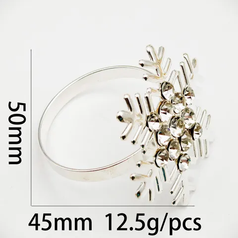 Ronds de Serviette Flocon de Neige en Métal Alliage Strass Porte-Serviette Décoration de Table pour Fête de Mariage de Noël