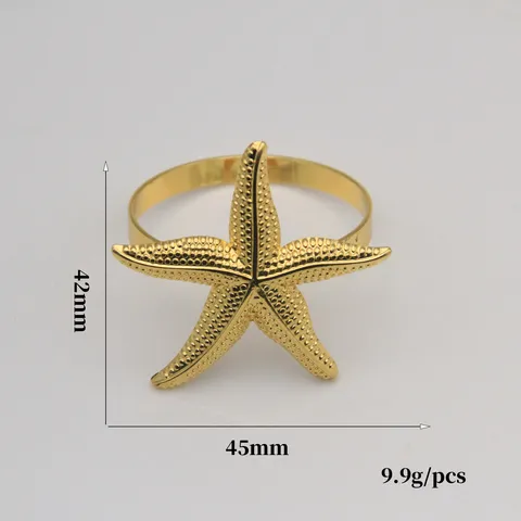Série Marine Rond de Serviette Étoile de Mer Acier Inoxydable Électroplaqué Décoration de Table Hôtel Porte-Serviette