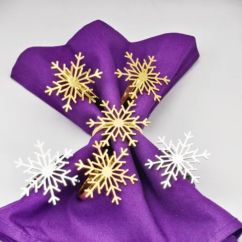 Ronds de Serviette Flocon de Neige de Noël Anneau Porte-Serviette en Alliage Strass pour Décoration de Table de Fête de Mariage