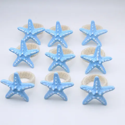 Modern Minimalist Resin Blue Starfish Napkin Ring Hotel Table Setting Decorative Napkin Buckle Dinner Table Decor