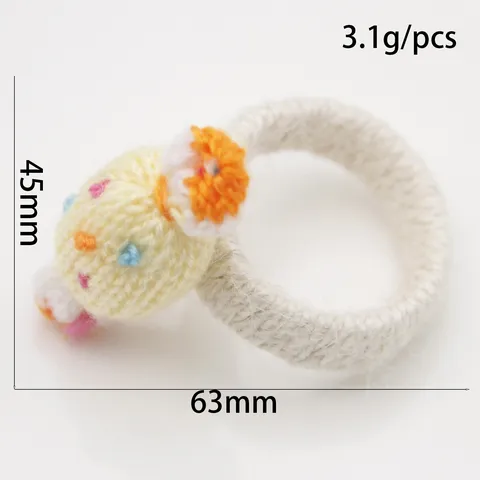 Rond de Serviette Bonbon en Fil Tricoté Fait Main 3D Rembourré de Coton Décoration de Table Colorée pour Hôtel