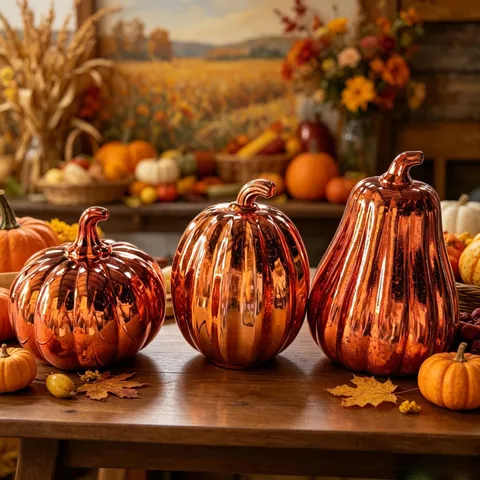 Halloween LED Plastiko Prosomoiosi Fota Kolokythas Set 3 Temachion Thanksgiving Diakosmisi Trapeziou Thermos Fotismos