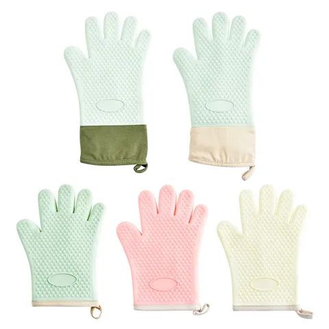 Guantes de Horno de Silicona Resistentes al Calor Guantes de Cocina con Textura Antideslizante y Puño Extendido
