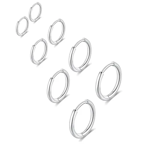 Orecchini a Cerchio in Acciaio Inossidabile Minimalista per Donna Uomo Cerchio Geometrico Fibbia per Orecchio Gioielli Semplici Orecchini in Metallo Lucido Regalo