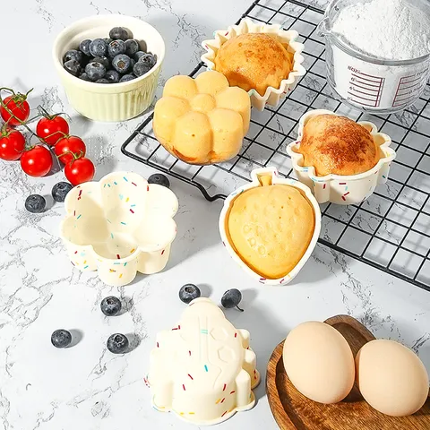 Silicone Muffin Cup Cake Mold Cute Animal Fruit Shaped Baking Molds For Pudding Tart DIY Kitchen Bakeware
