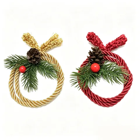 Handmade Christmas Woven Polyester Twist Rope Curtain Tieback Napkin Ring Reusable Holiday Party Home Decoration