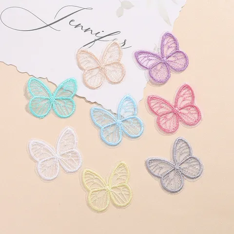 Geborduurde Organza Vlinder Flicken Applikatie Meerkleurig DIY Handwerk Naai Accessoires Voor Kinderen Haarornamenten Kleding Decor