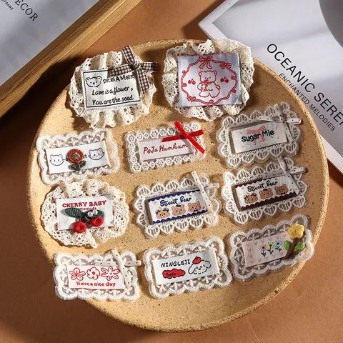 Koreaans Cartoon Schattige Beer Kant Badge DIY Accessoires Haaraccessoires Haarspelden Kinderkleding Geborduurde Patches