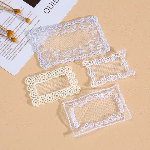 White Mesh Lace Patch Embroidery Handmade DIY Floral Lace Pattern Applique For Clothing Accessories Sewing Craft