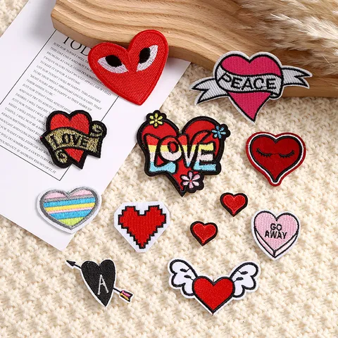 Heart Embroidery Patches DIY Iron On Sew On Applique Badge Cloth Accessories For Clothing Scarf Clothes Decor