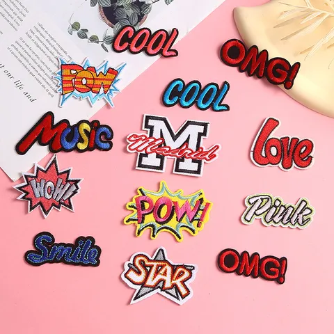 Creatieve Geborduurde Engelse Woorden Smeltlijm Patches Voor Kleding Jeans DIY Reparatie Applicatie Decoratieve Badges