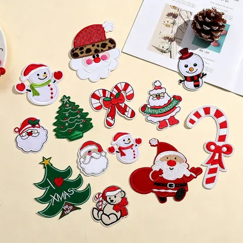 Kerst Borduurpatch DIY Kledingdecoratie Kerstman Sneeuwpop Boom Applique Strijkmerkje Kledingambacht